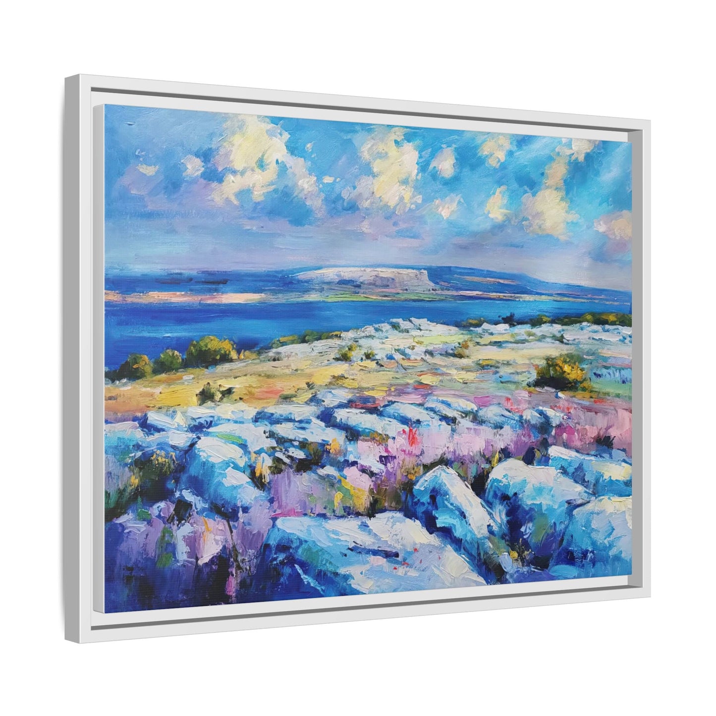 Burren 3 wall art featuring a scenic view of the Burren region in Ireland, printed on high-quality canvas with a premium frame for timeless décor