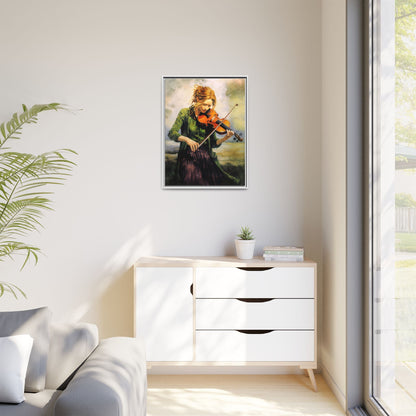 Young Girl with Fiddle wall art featuring a young musician playing the fiddle, printed on high-quality canvas for timeless and elegant décor.