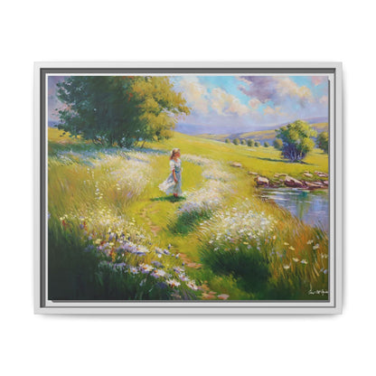 Young Girl By Lake Wall Art - Serene Portrait of a Girl by a Tranquil Lake for Home Décor