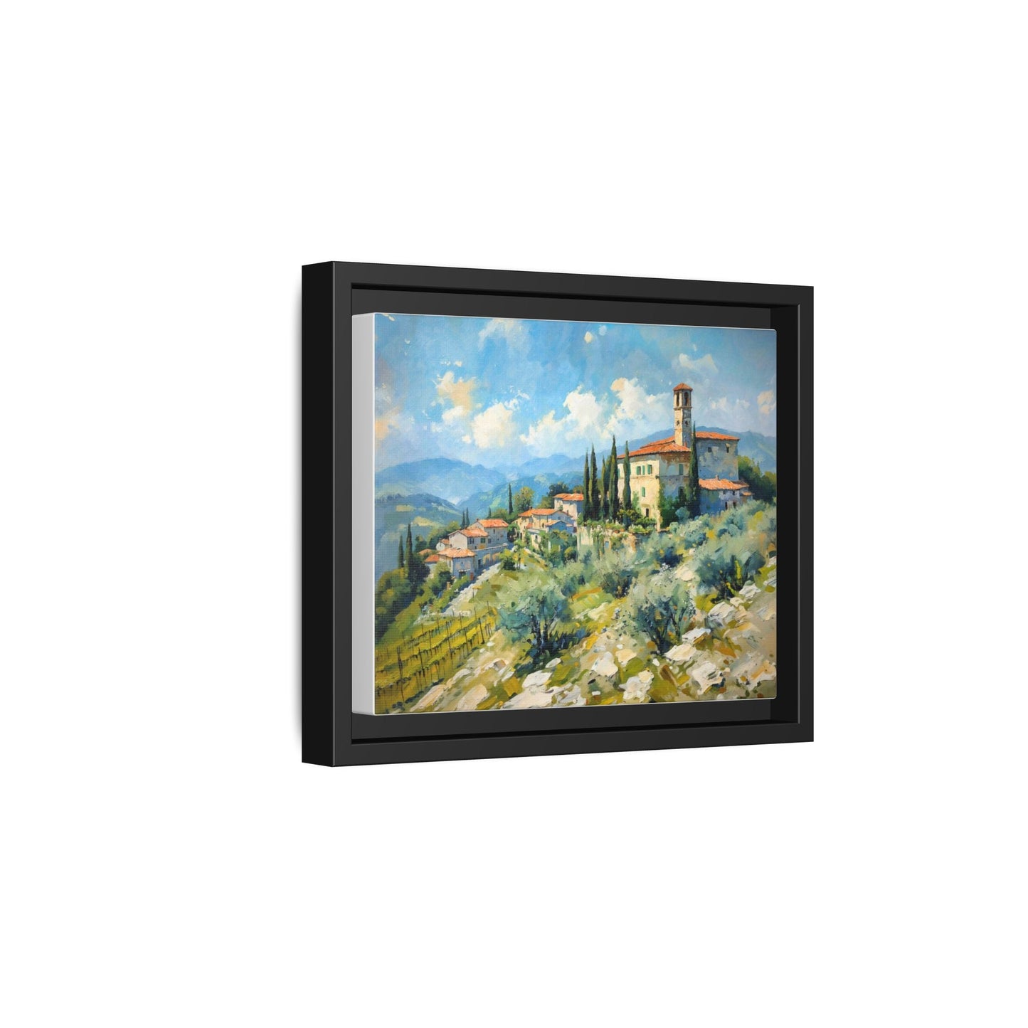 Tuscan Village on Hill - Captivating Italian Landscape Canvas Print for Timeless Home Décor