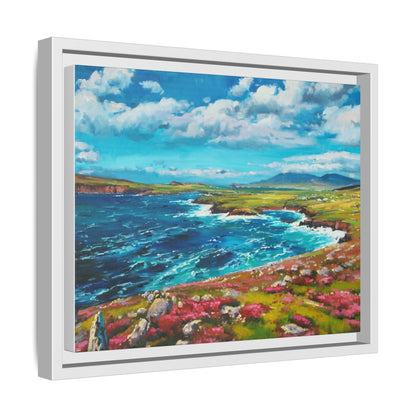 Dingle Peninsula wall art featuring a scenic view of Ireland's rugged coastline, printed on high-quality canvas with a premium frame.