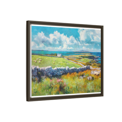 Far Flung Shores W.COL wall art featuring a serene coastal landscape, printed on high-quality canvas with a premium pinewood frame.