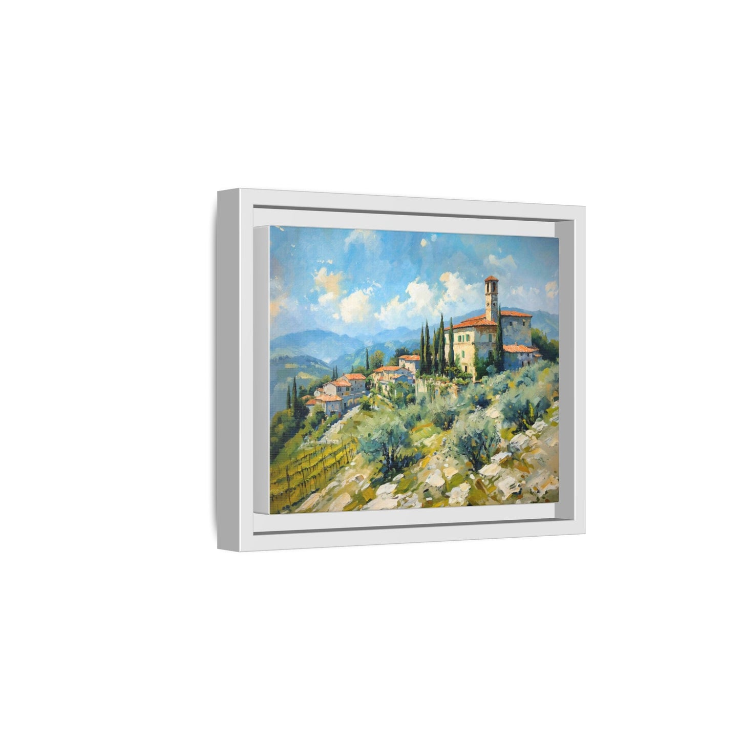 Tuscan Village on Hill - Captivating Italian Landscape Canvas Print for Timeless Home Décor