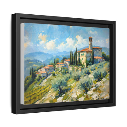 Tuscan Village on Hill - Captivating Italian Landscape Canvas Print for Timeless Home Décor