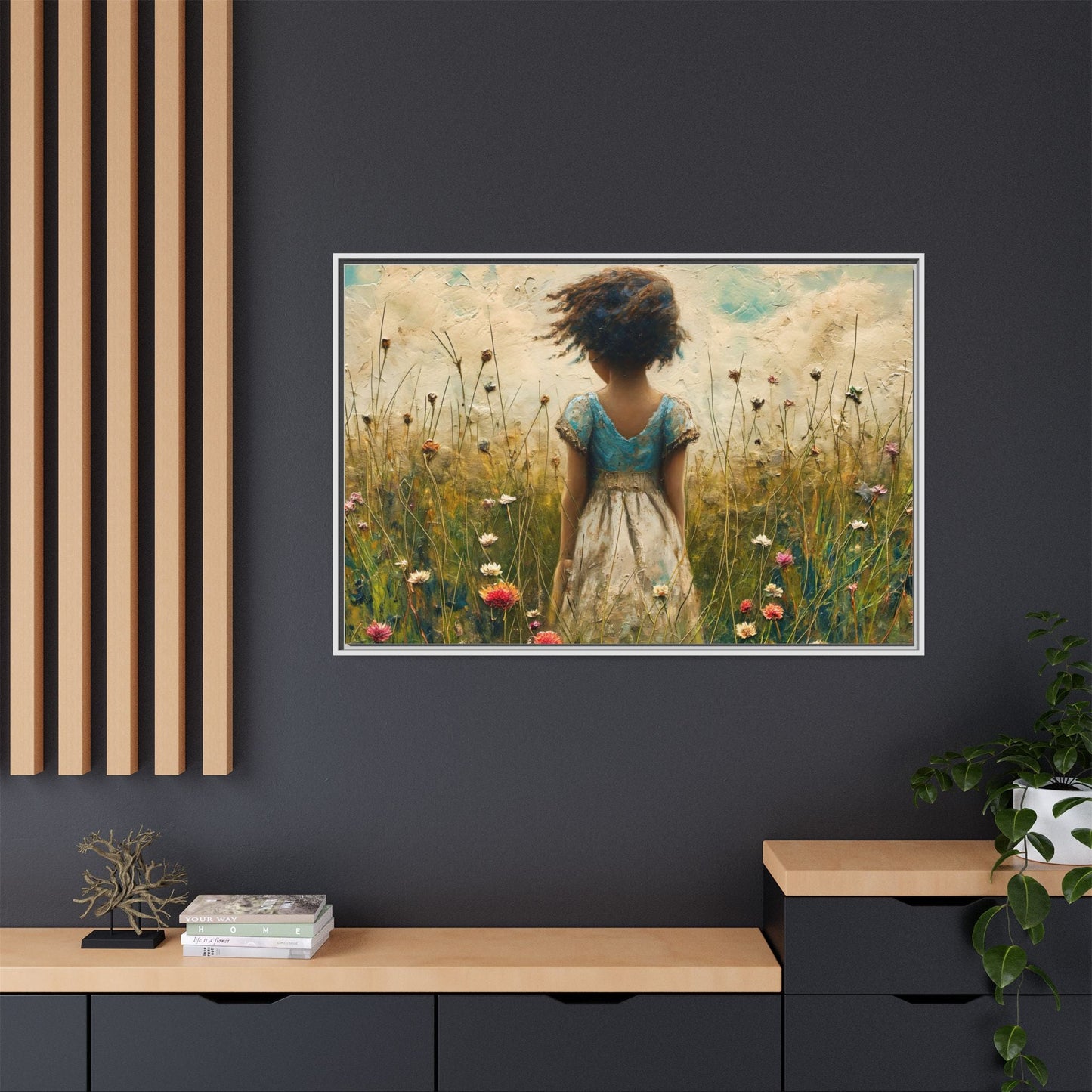 Young Girl In Flowers Wall Art - Graceful Portrait of Girl Surrounded by Flowers for Home Décor