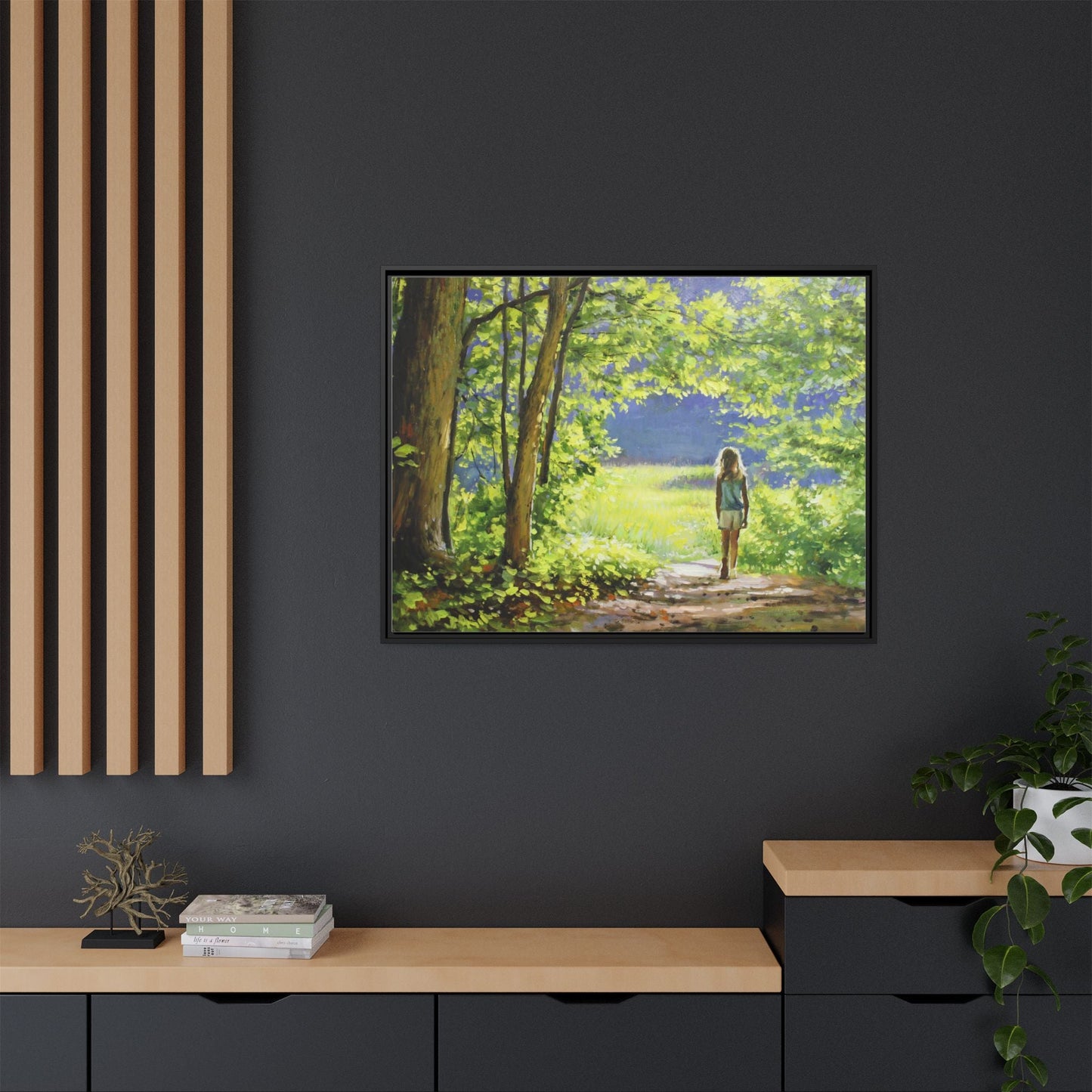 INTO THE LIGHT 11 – A captivating artwork featuring a luminous scene that evokes a sense of depth, movement, and serenity, framed in premium pinewood for timeless décor.