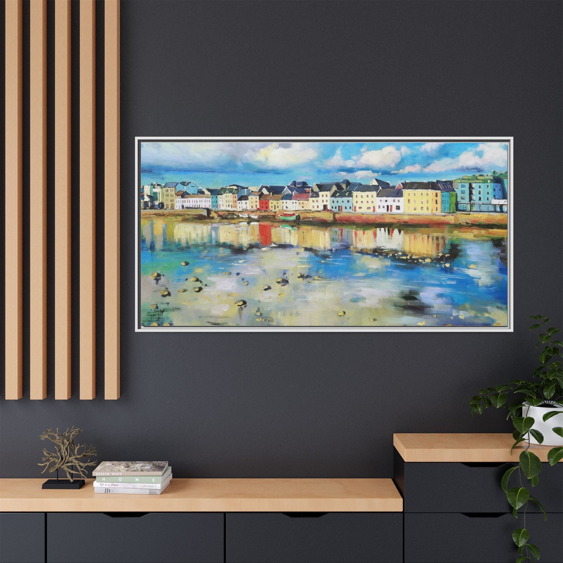 Galway Reflections wall art featuring serene Irish landscapes and water reflections, framed in premium quality wood.