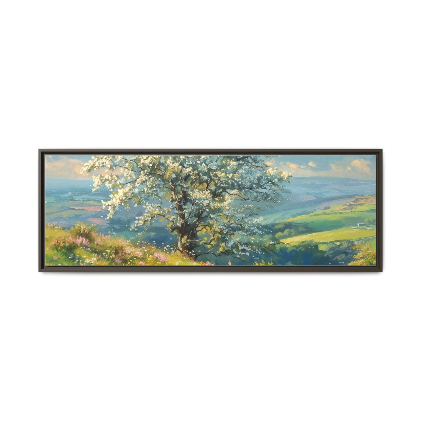 Whitethorn in Bloom wall art featuring a vibrant scene of blooming whitethorn trees, printed on high-quality canvas for a natural and timeless décor.