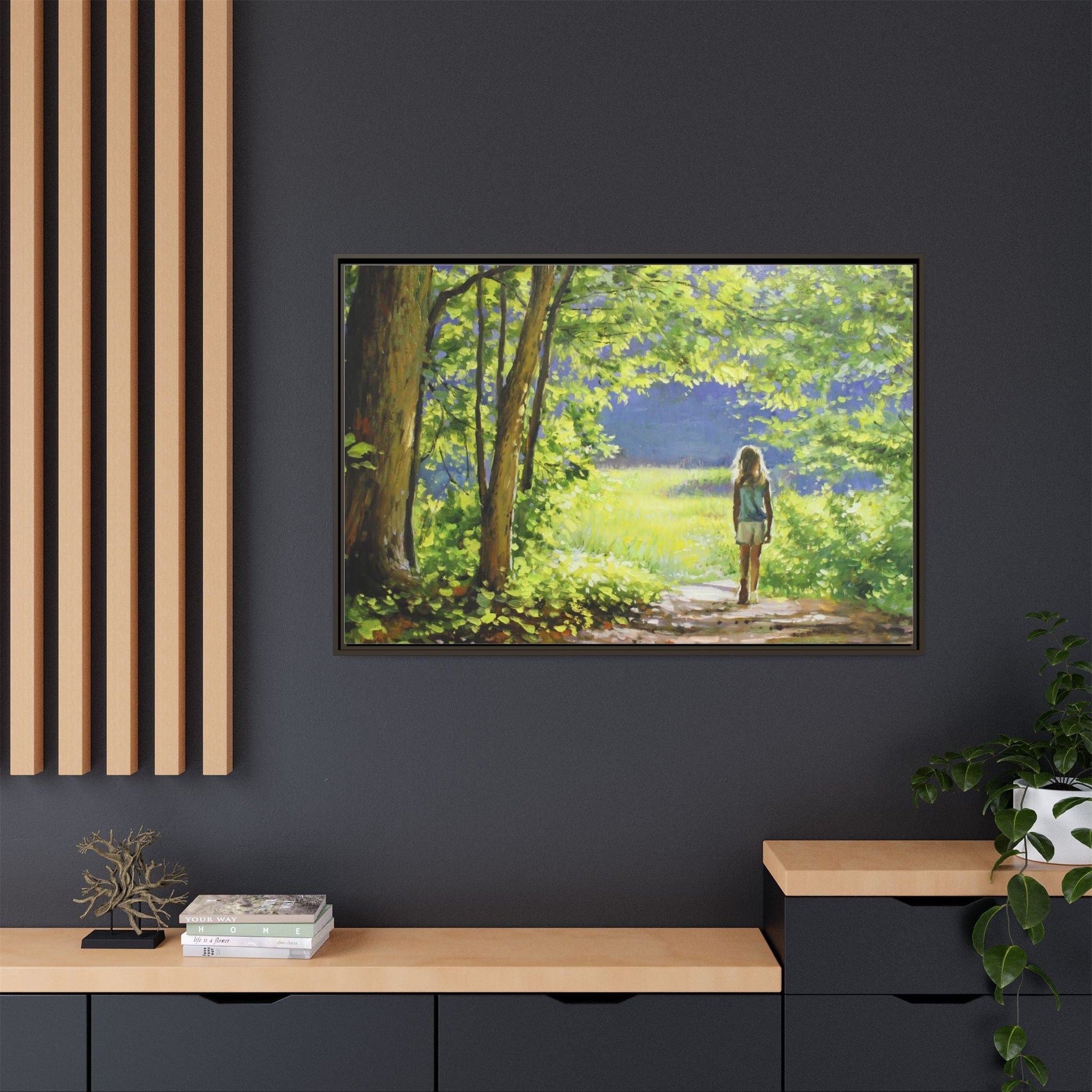 INTO THE LIGHT 11 – A captivating artwork featuring a luminous scene that evokes a sense of depth, movement, and serenity, framed in premium pinewood for timeless décor.