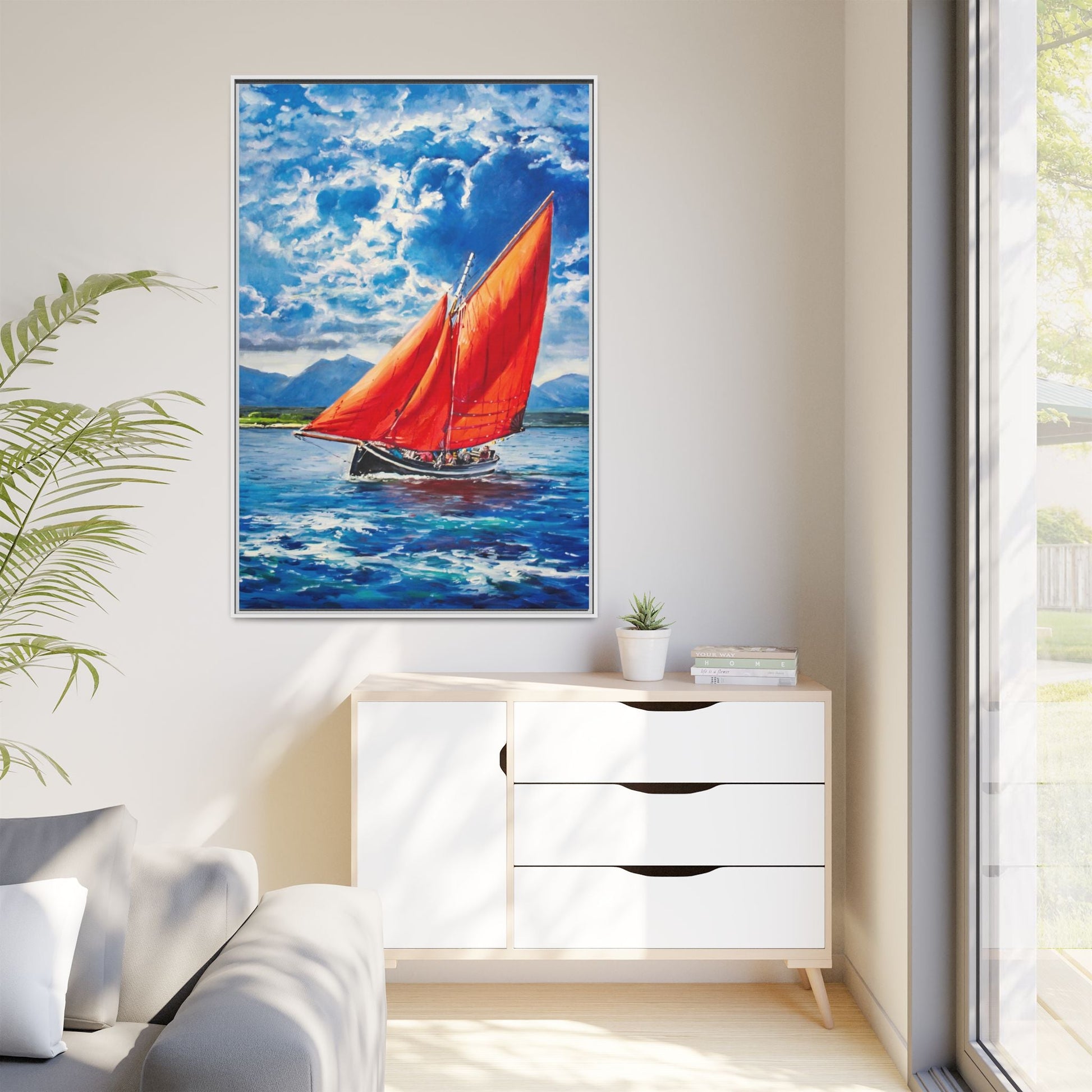 Single Galway Hooker – Premium Pinewood Art Frame for Timeless Décor