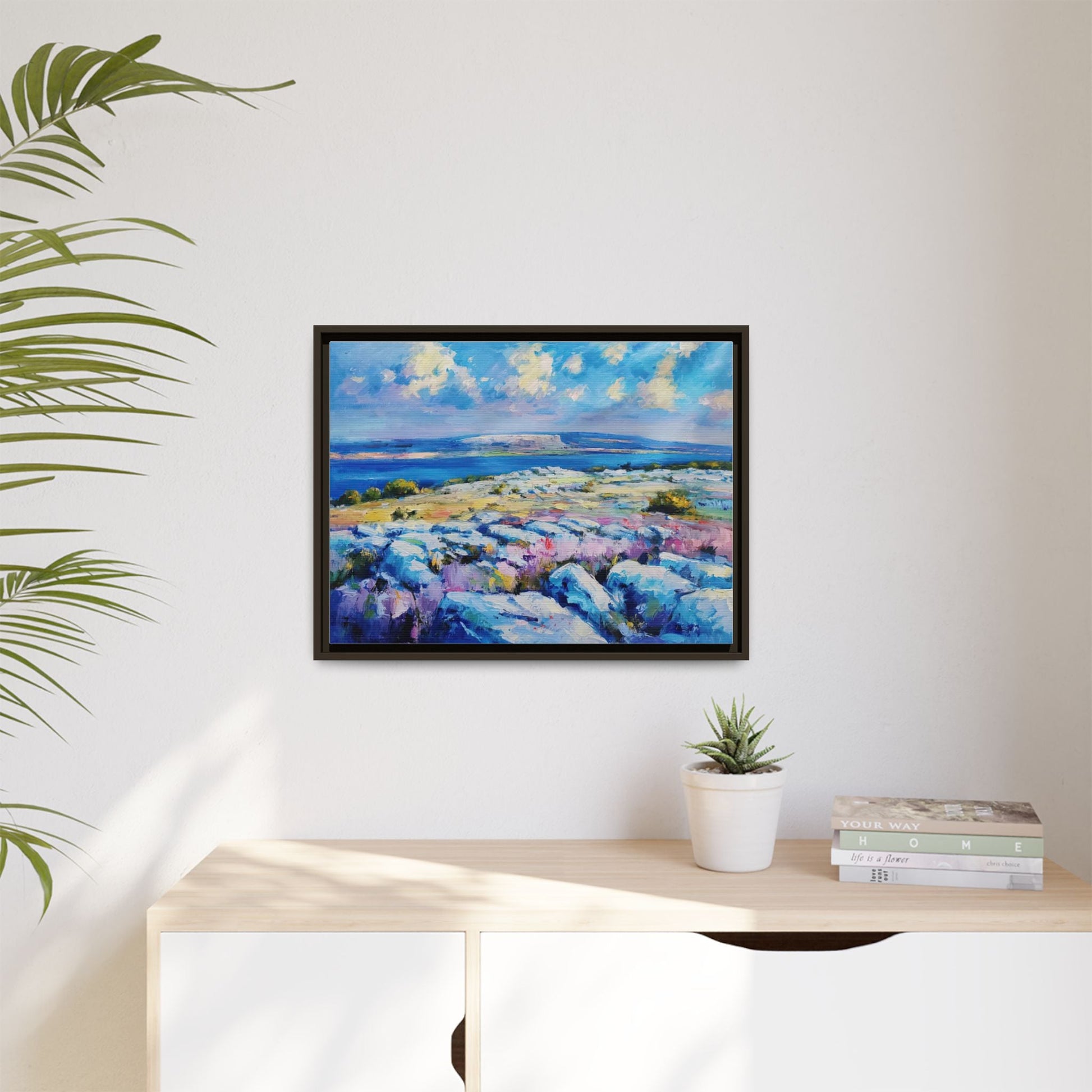 Burren 3 wall art featuring a scenic view of the Burren region in Ireland, printed on high-quality canvas with a premium frame for timeless décor