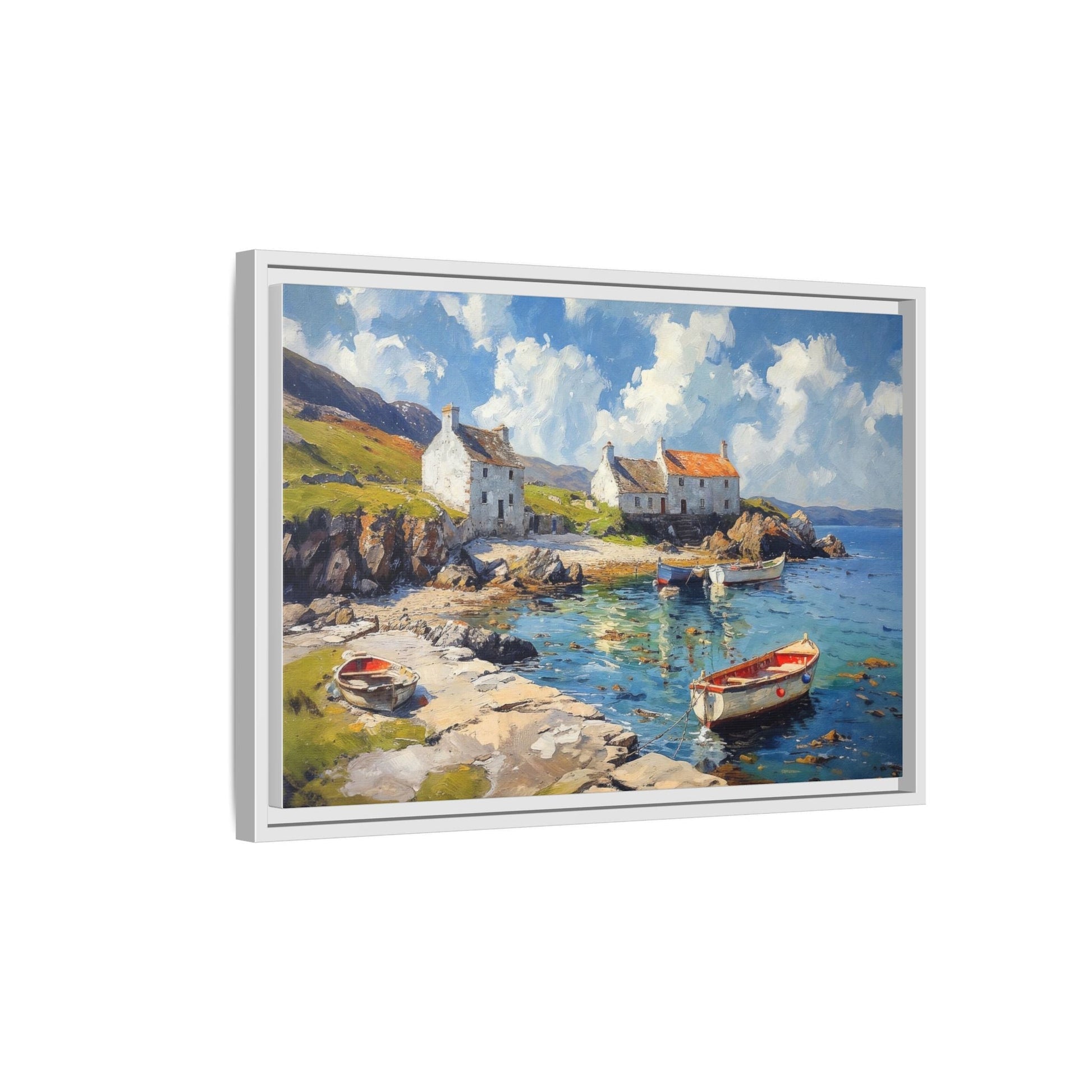 Island Harbour Coastal Landscape - Serene Wall Art Print for Home Décor