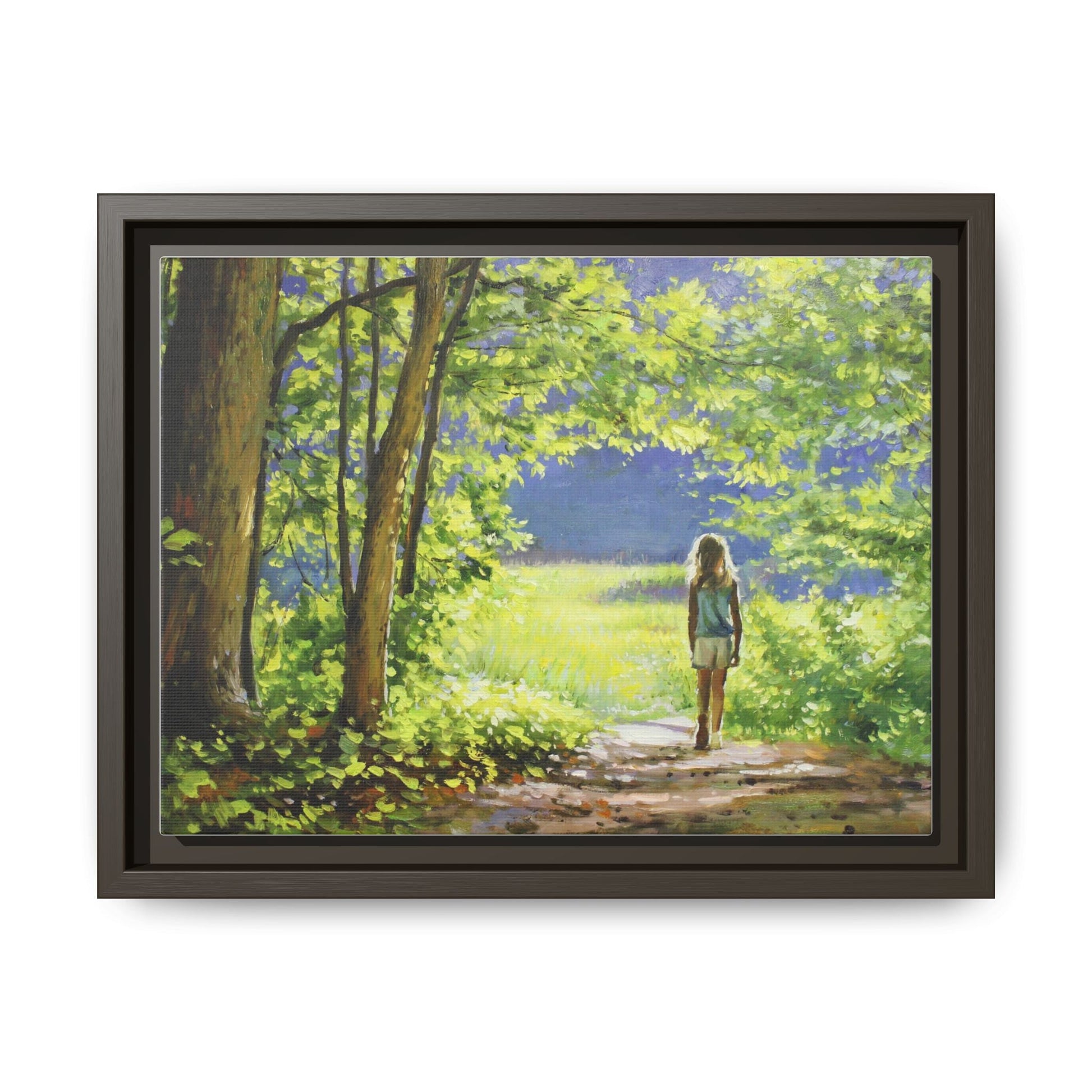 INTO THE LIGHT 11 – A captivating artwork featuring a luminous scene that evokes a sense of depth, movement, and serenity, framed in premium pinewood for timeless décor.