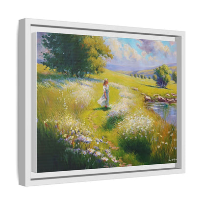 Young Girl By Lake Wall Art - Serene Portrait of a Girl by a Tranquil Lake for Home Décor