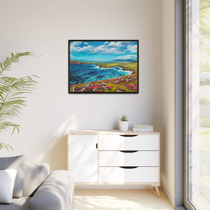 Dingle Peninsula wall art featuring a scenic view of Ireland's rugged coastline, printed on high-quality canvas with a premium frame.