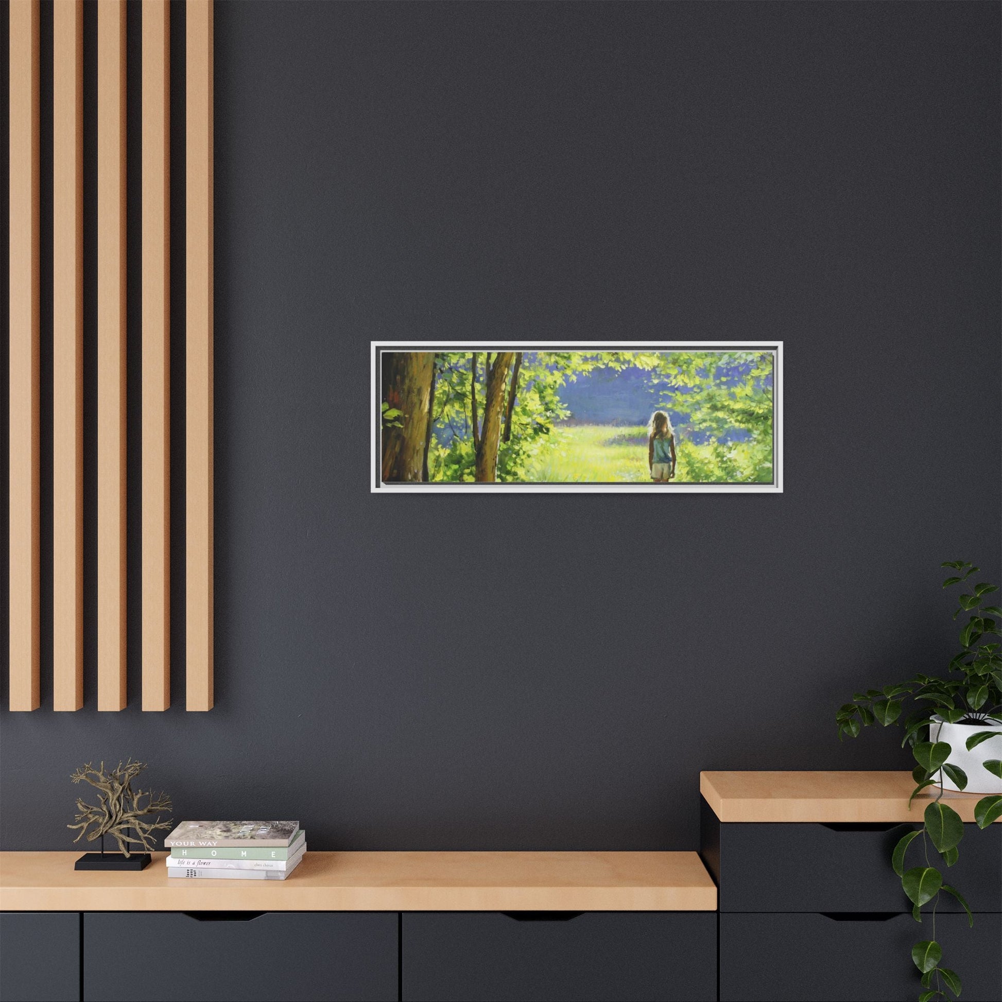 INTO THE LIGHT 11 – A captivating artwork featuring a luminous scene that evokes a sense of depth, movement, and serenity, framed in premium pinewood for timeless décor.