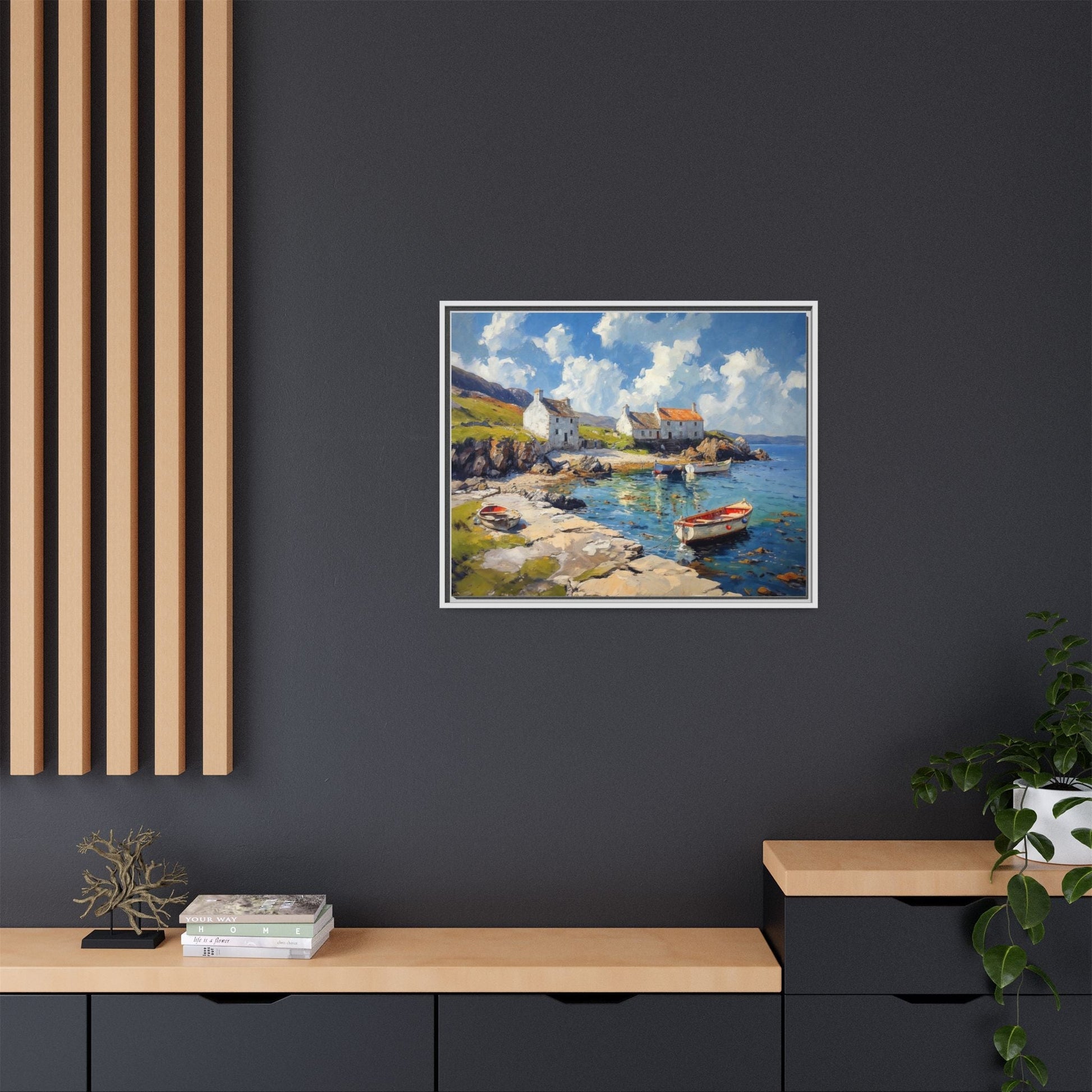 Island Harbour Coastal Landscape - Serene Wall Art Print for Home Décor