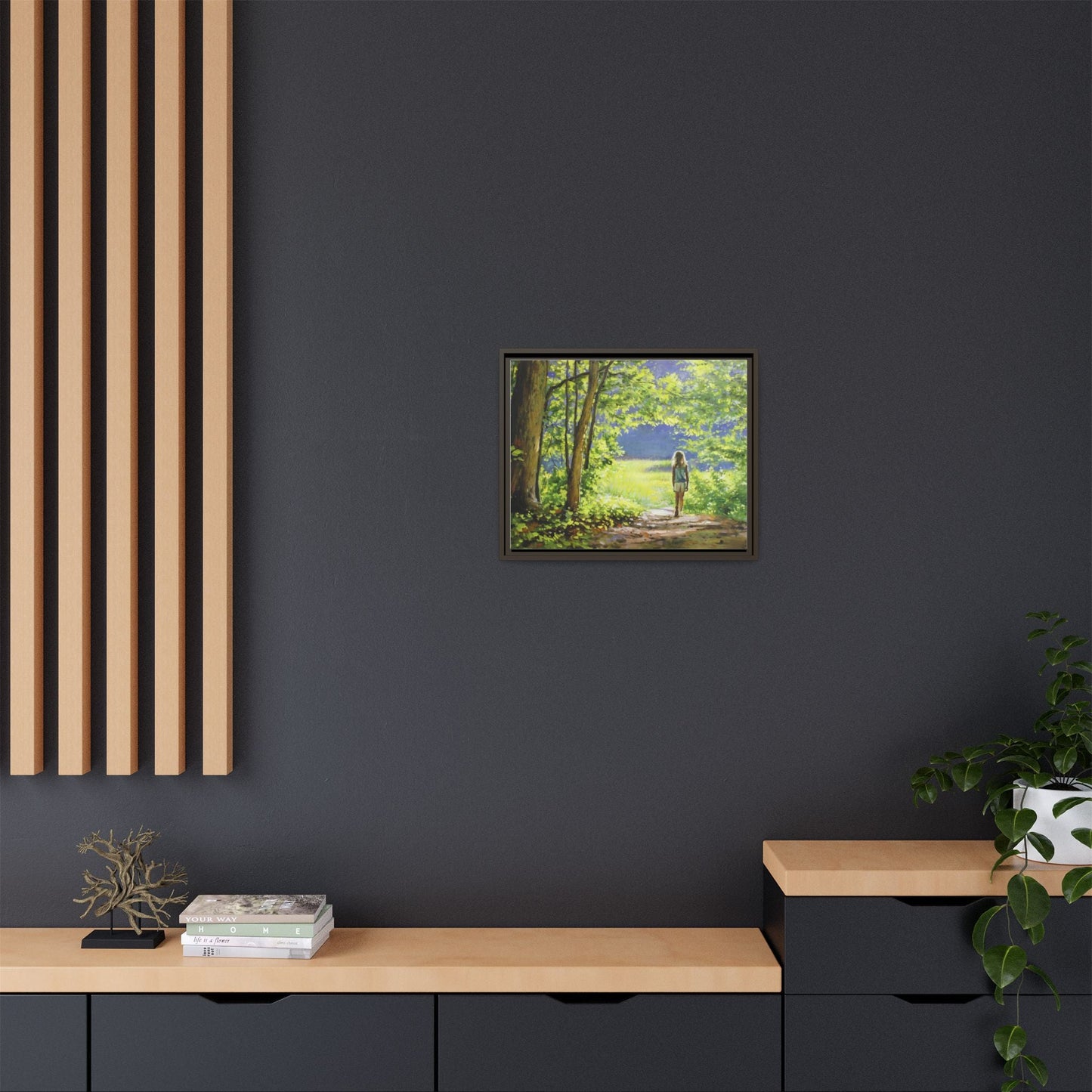 INTO THE LIGHT 11 – A captivating artwork featuring a luminous scene that evokes a sense of depth, movement, and serenity, framed in premium pinewood for timeless décor.