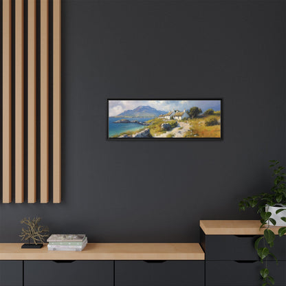 Blustery Day wall art featuring a dramatic wind-swept landscape in a pinewood frame.