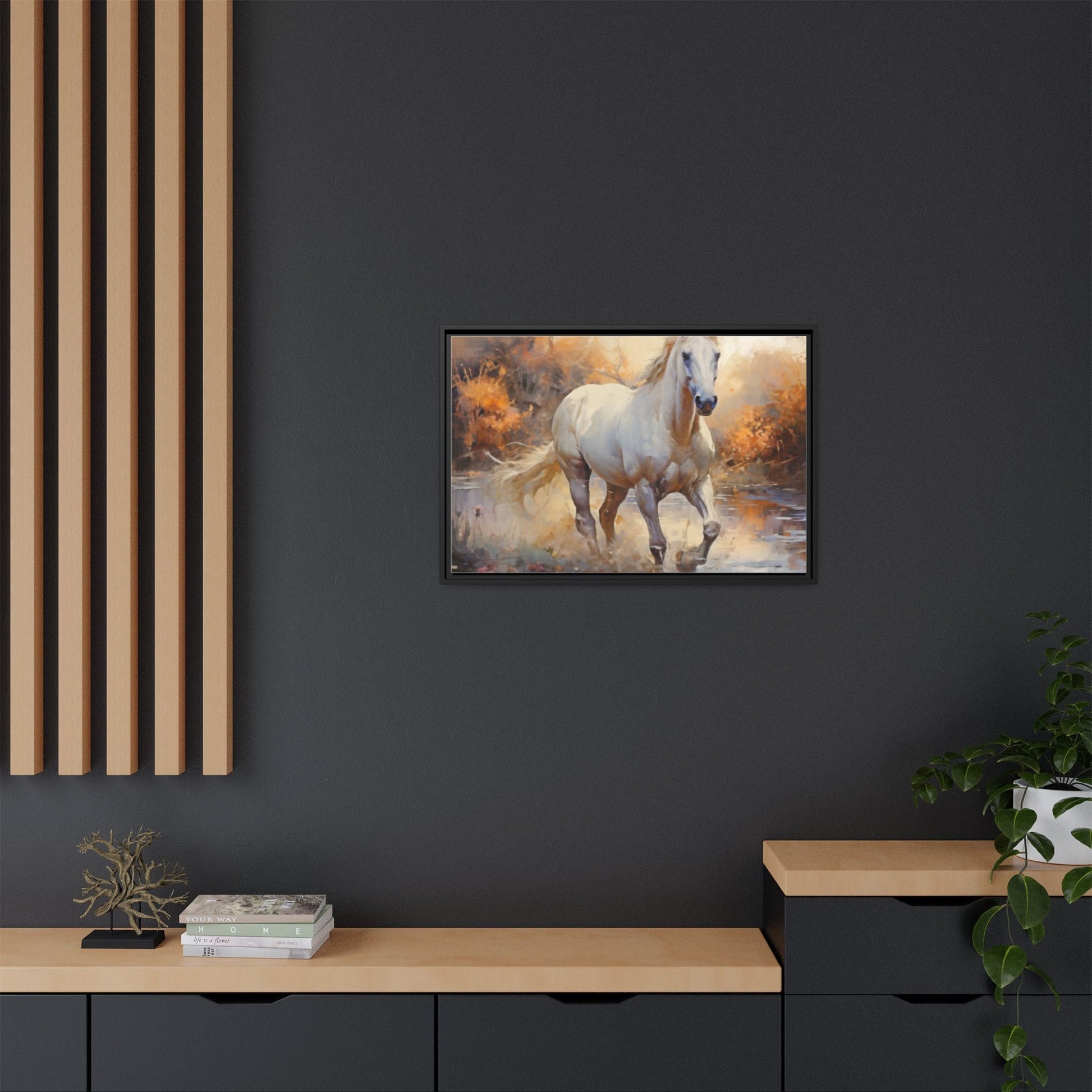 Arabian Horse – Elegant Pinewood Framed Wall Art for Timeless Décor