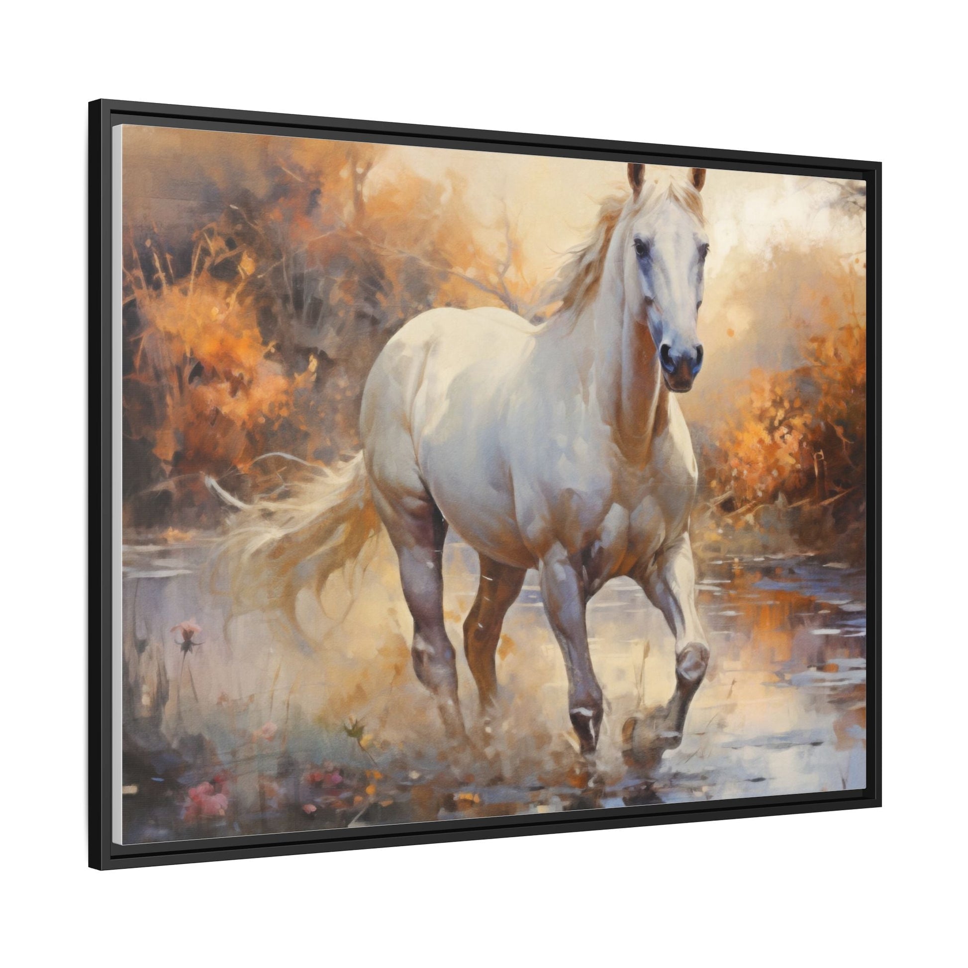 Arabian Horse – Elegant Pinewood Framed Wall Art for Timeless Décor