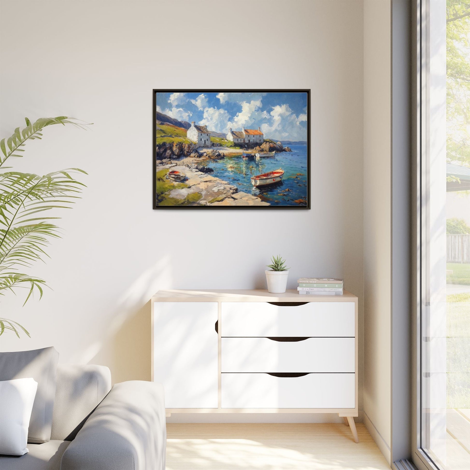 Island Harbour Coastal Landscape - Serene Wall Art Print for Home Décor