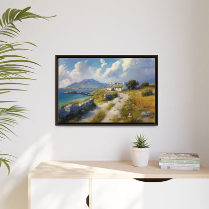 Blustery Day wall art featuring a dramatic wind-swept landscape in a pinewood frame.