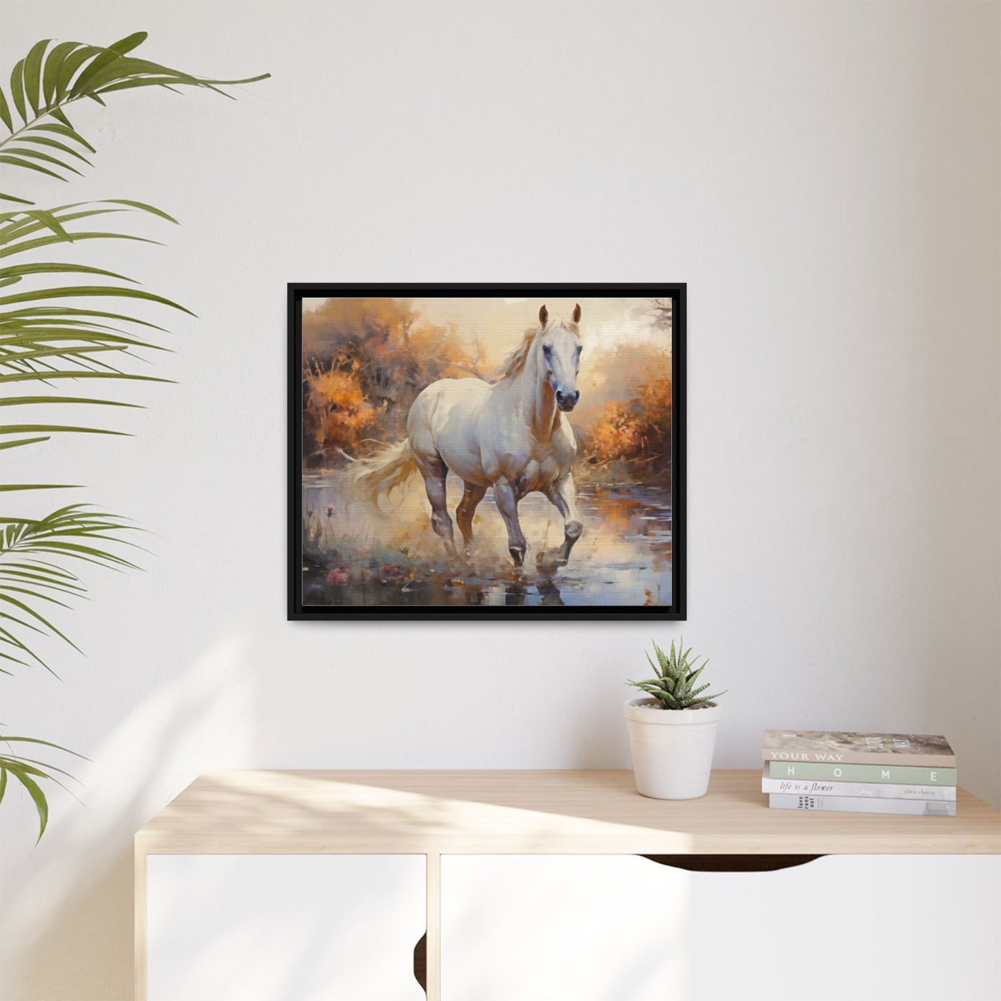 Arabian Horse – Elegant Pinewood Framed Wall Art for Timeless Décor