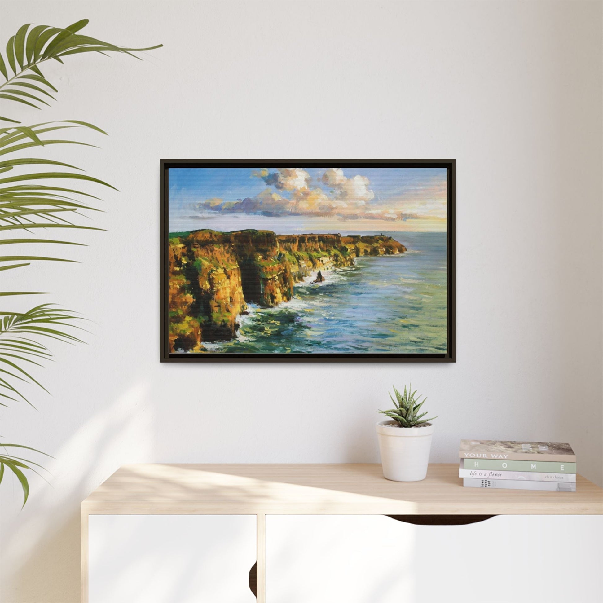 Cliffs of Moher wall art showcasing the dramatic Irish coastline, printed on high-quality canvas to bring natural beauty into your home décor.