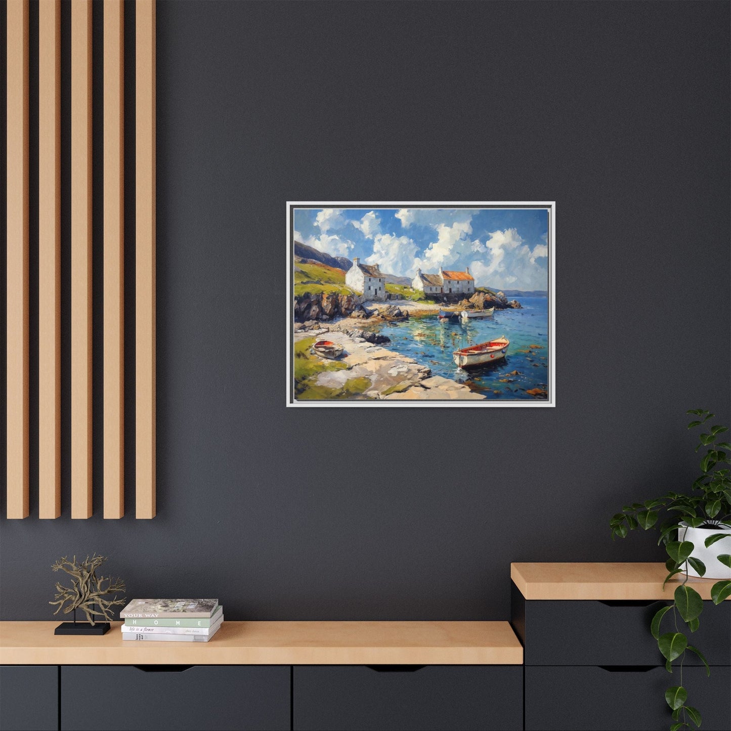 Island Harbour Coastal Landscape - Serene Wall Art Print for Home Décor