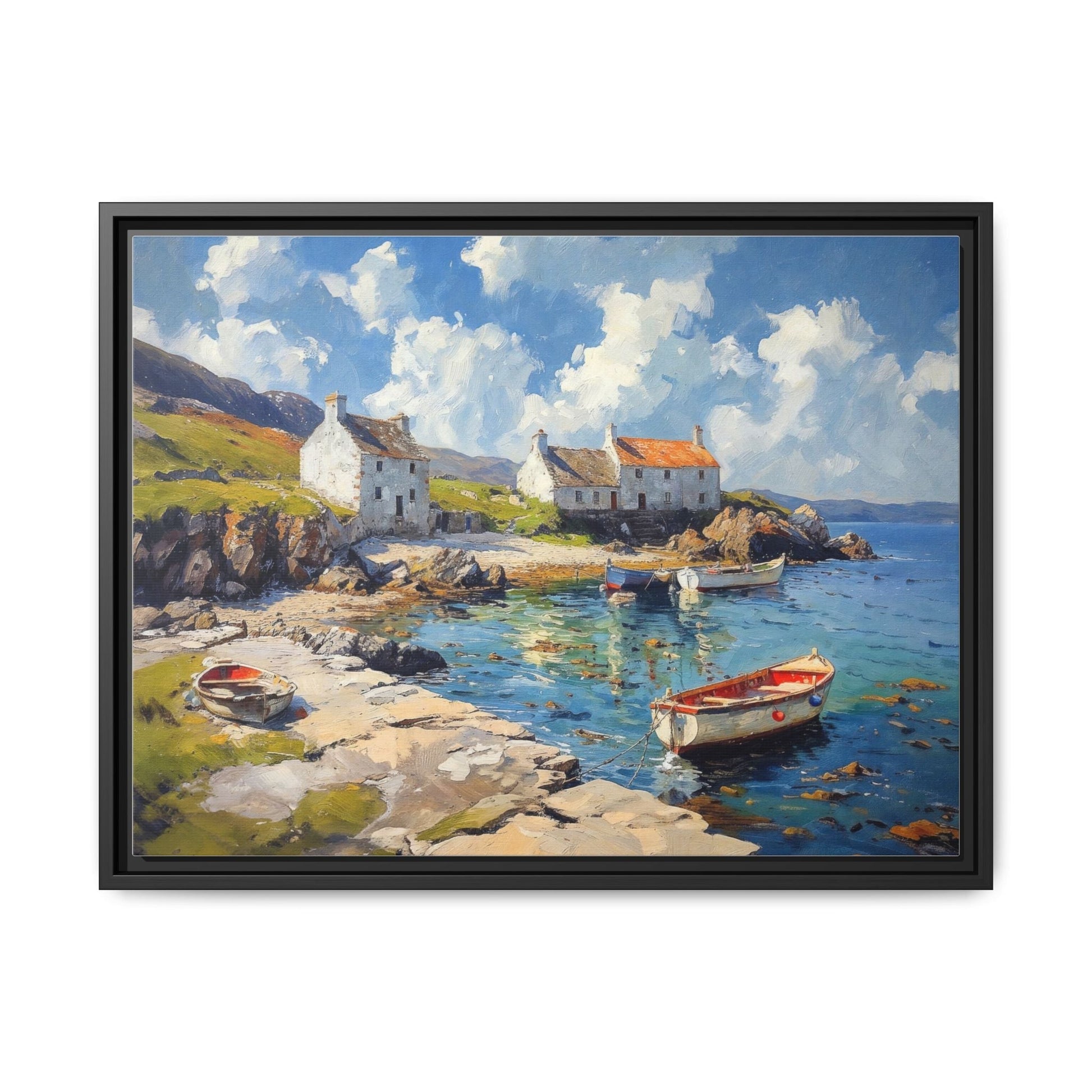 Island Harbour Coastal Landscape - Serene Wall Art Print for Home Décor