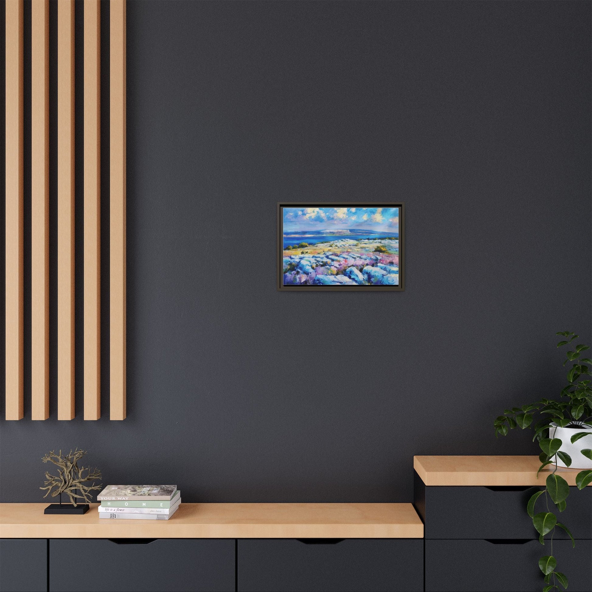 Burren 3 wall art featuring a scenic view of the Burren region in Ireland, printed on high-quality canvas with a premium frame for timeless décor