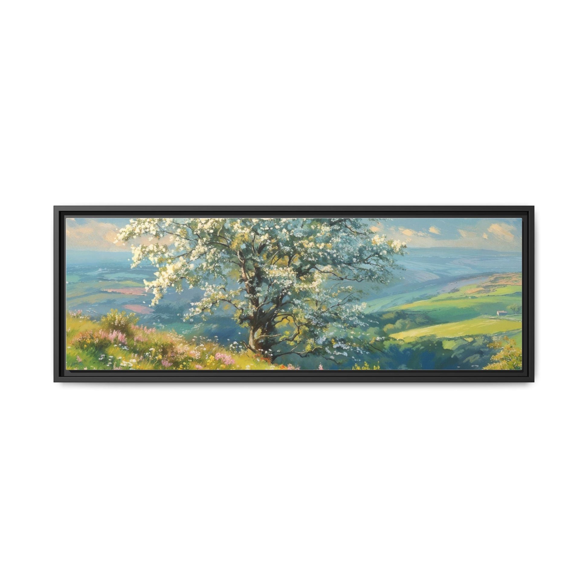 Whitethorn in Bloom wall art featuring a vibrant scene of blooming whitethorn trees, printed on high-quality canvas for a natural and timeless décor.