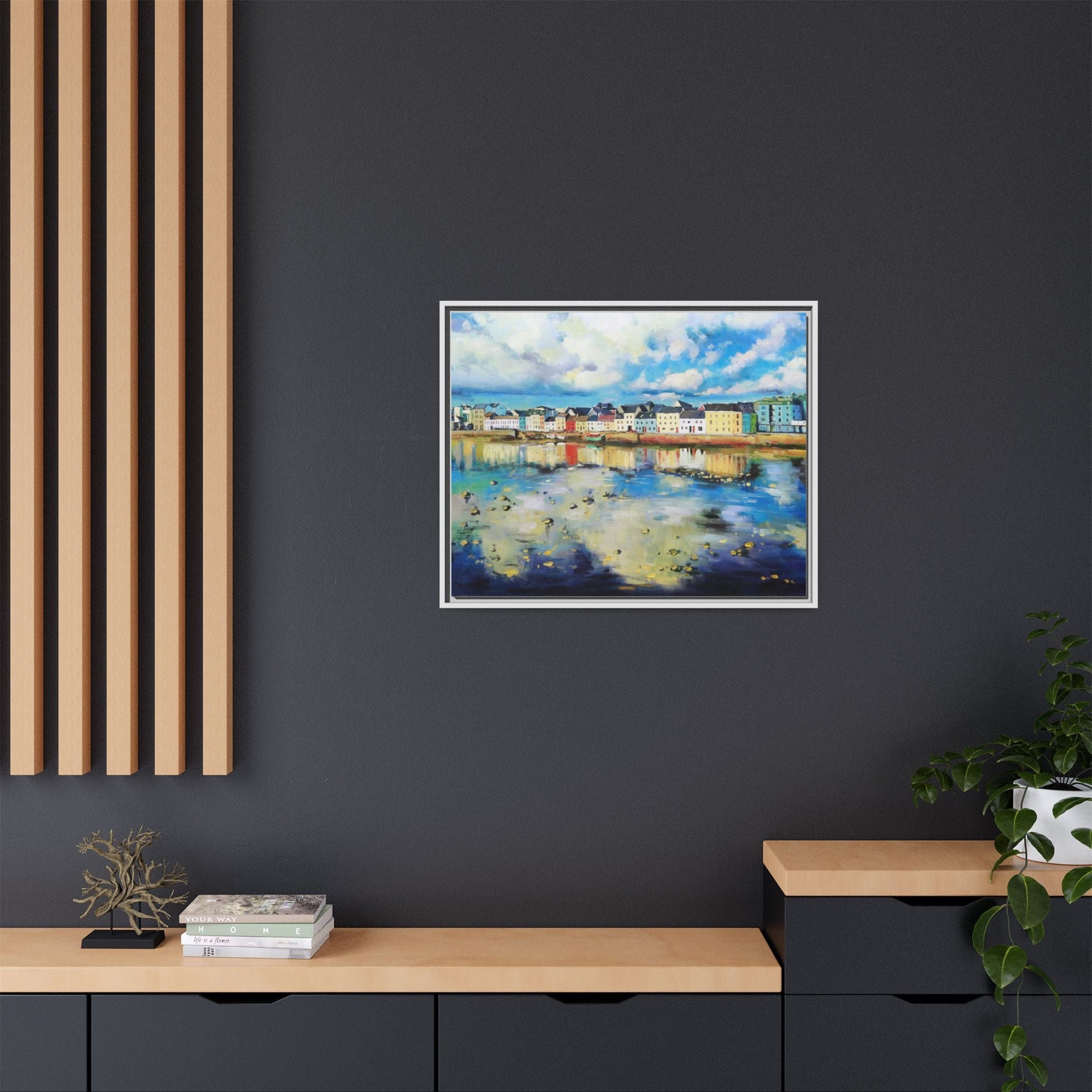 Galway Reflections wall art featuring serene Irish landscapes and water reflections, framed in premium quality wood.