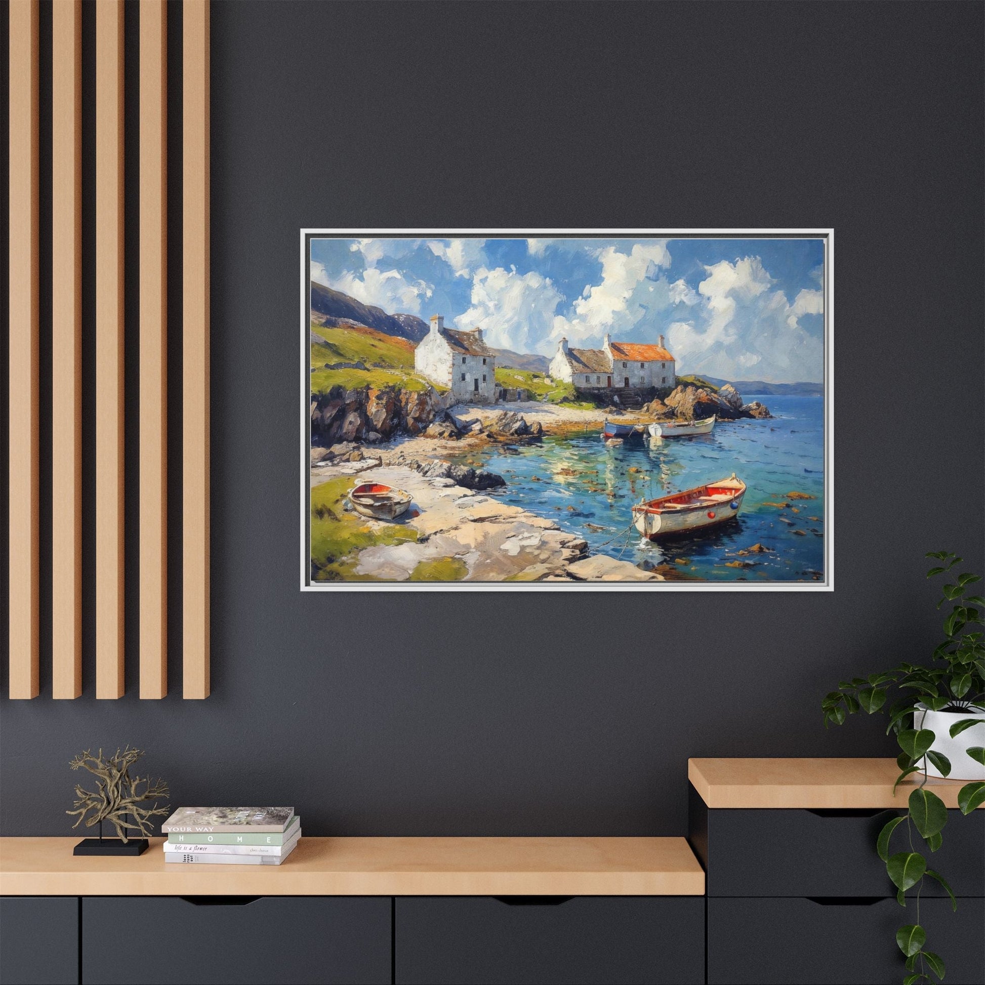 Island Harbour Coastal Landscape - Serene Wall Art Print for Home Décor