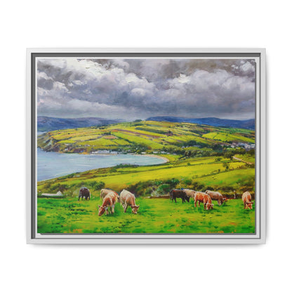 Cushendun Hills wall art showcasing rolling hills and scenic Irish landscapes, framed in high-quality materials for an elegant look.