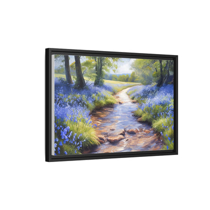 Bluebell Stream Wall Art - Serene Nature Landscape Canvas Print