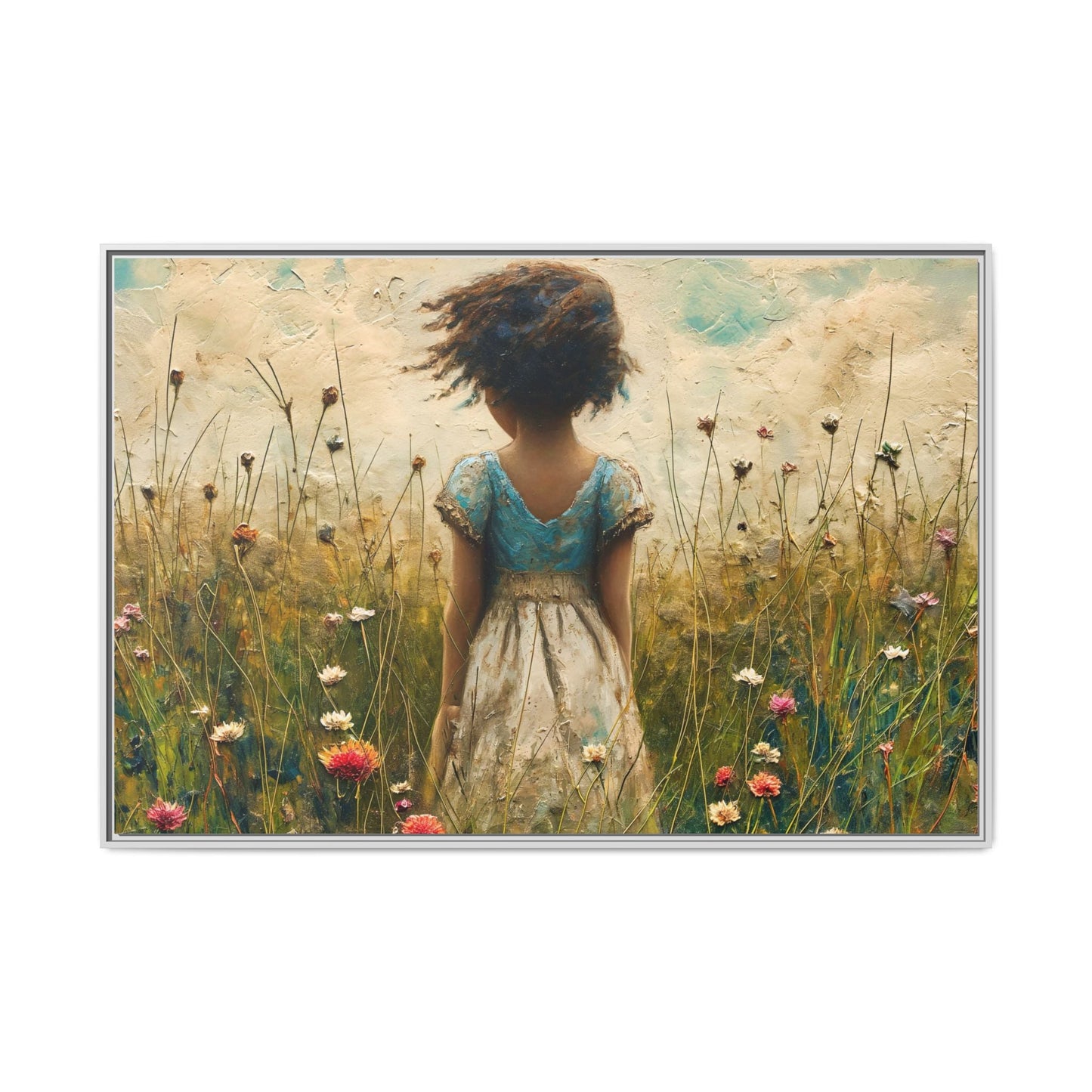 Young Girl In Flowers Wall Art - Graceful Portrait of Girl Surrounded by Flowers for Home Décor