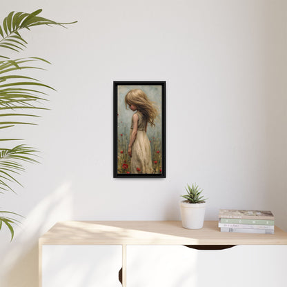 Young Girl In Flowers – Elegant pinewood-framed wall art featuring a high-quality cotton-polyester canvas with vibrant colors and a timeless design.