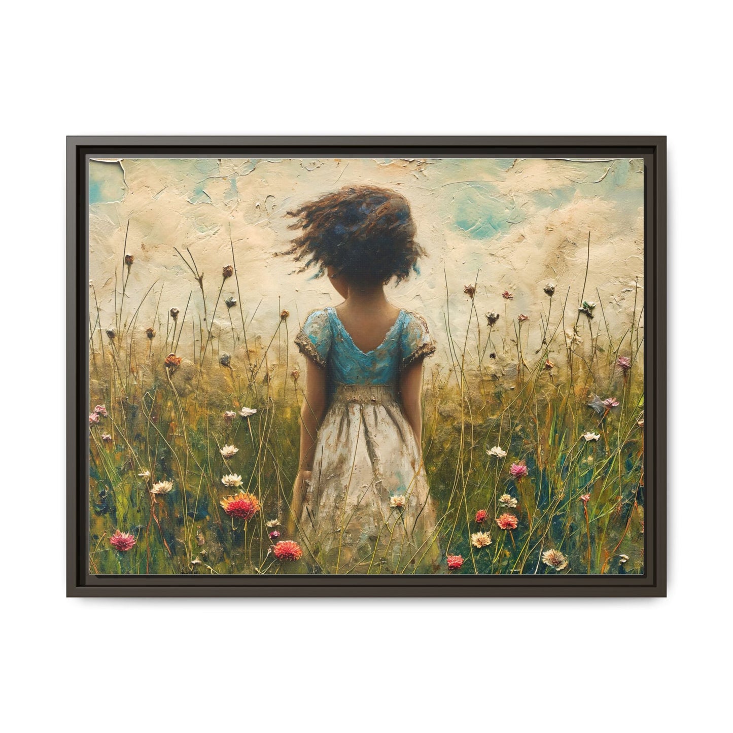 Young Girl In Flowers Wall Art - Graceful Portrait of Girl Surrounded by Flowers for Home Décor