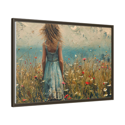 Young Girl Looking Out To Sea wall art, featuring a peaceful ocean view and a young girl in contemplation, printed on high-quality canvas for timeless décor.