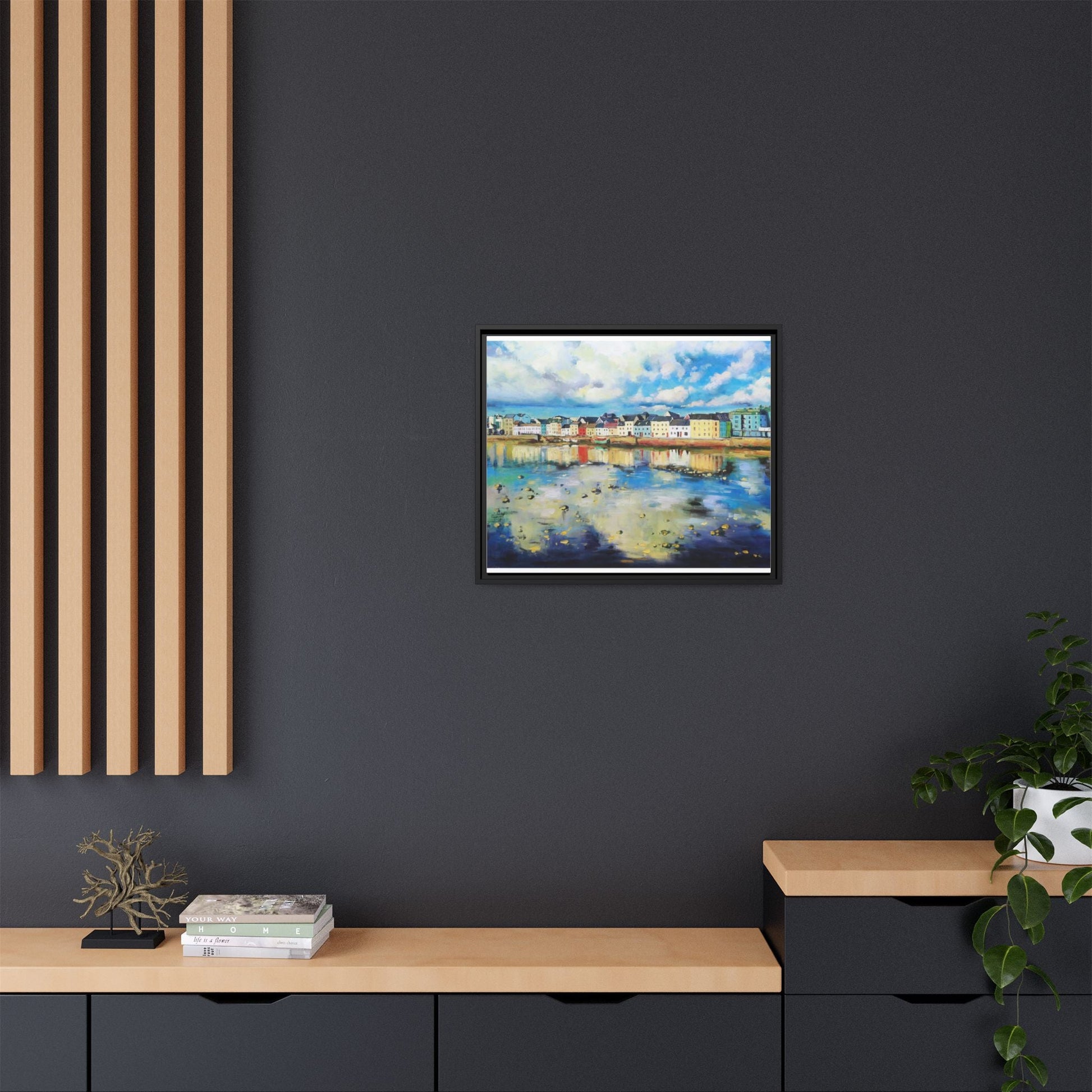 Galway Reflections wall art featuring serene Irish landscapes and water reflections, framed in premium quality wood.