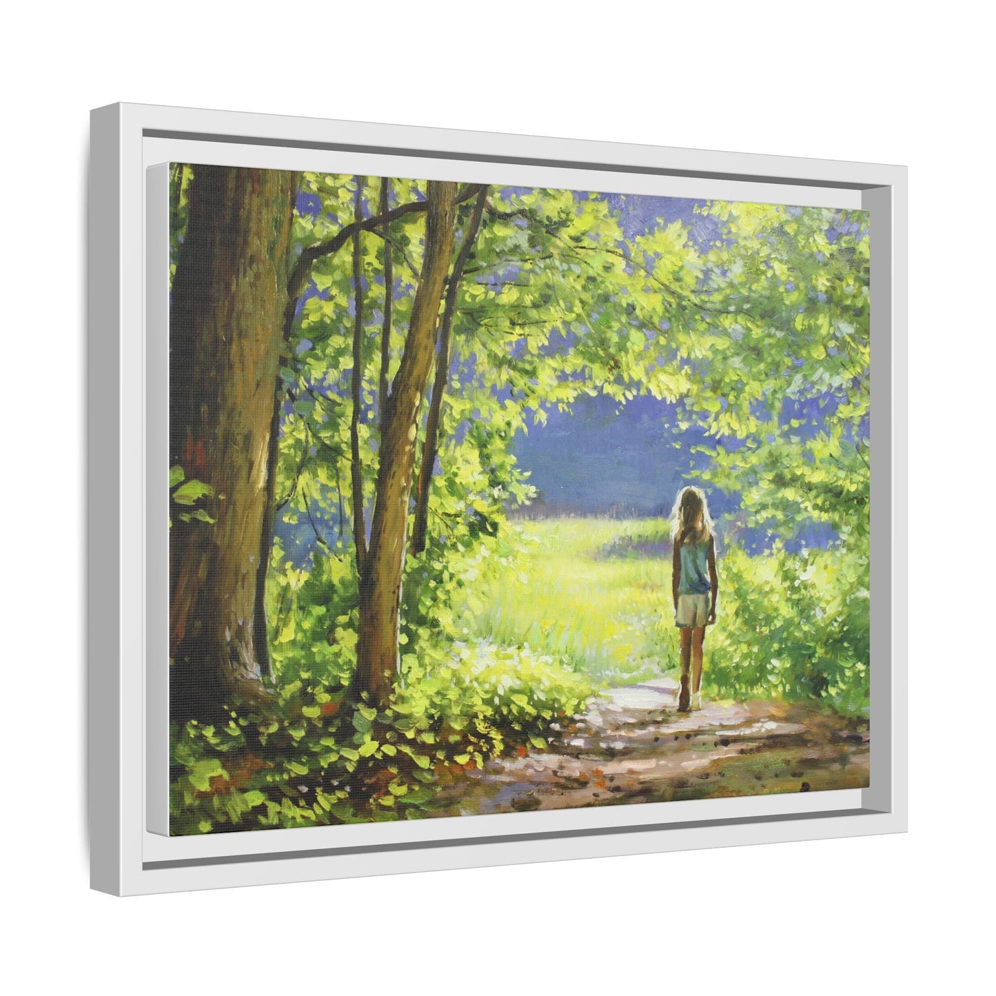 INTO THE LIGHT 11 – A captivating artwork featuring a luminous scene that evokes a sense of depth, movement, and serenity, framed in premium pinewood for timeless décor.