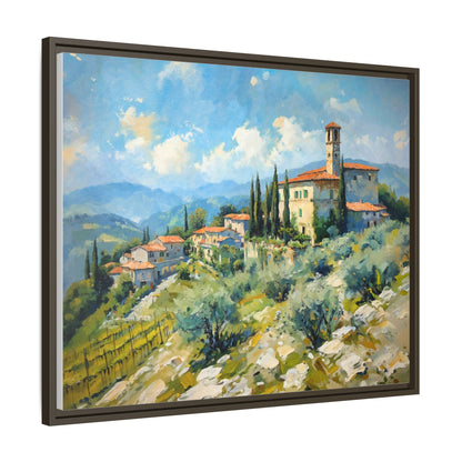 Tuscan Village on Hill - Captivating Italian Landscape Canvas Print for Timeless Home Décor