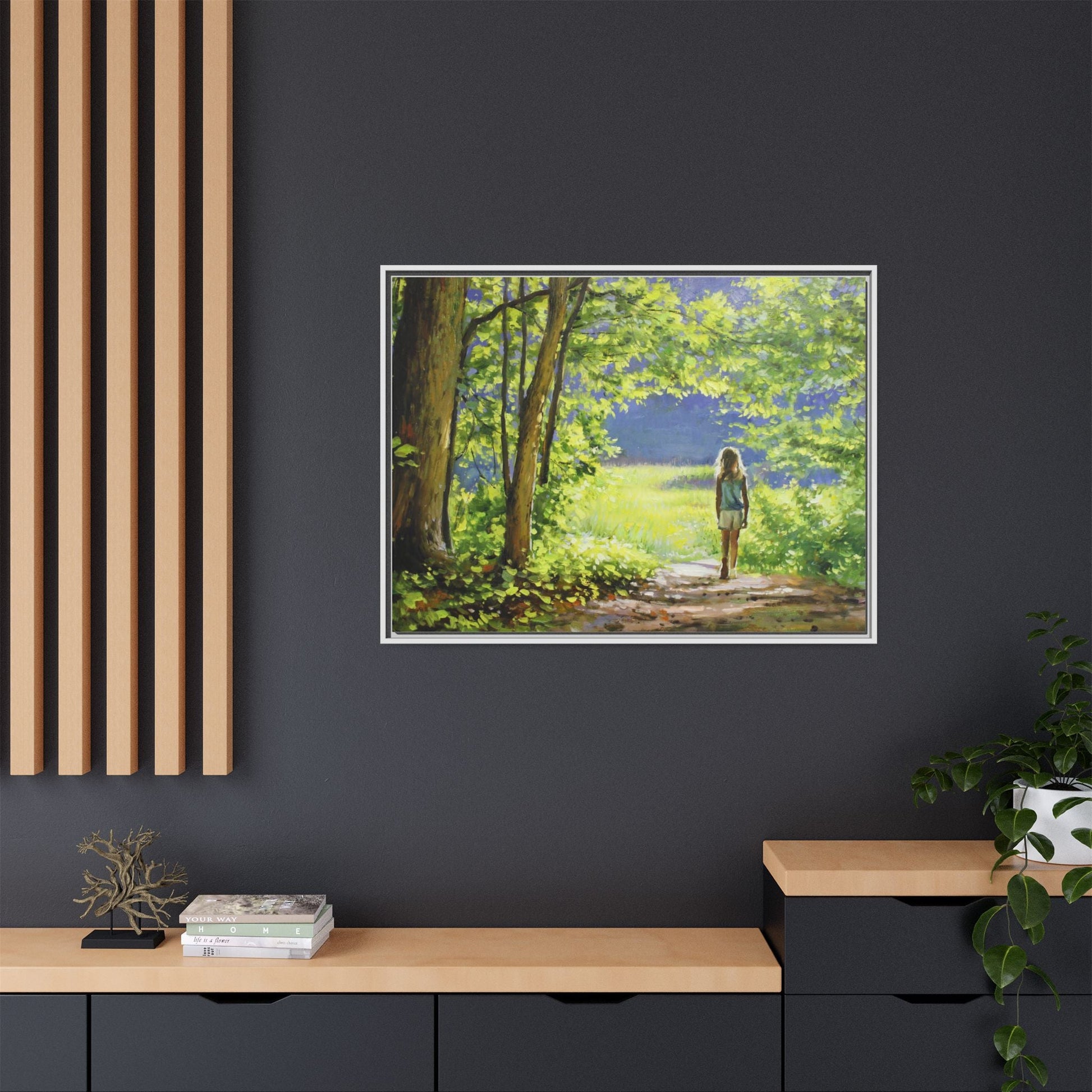 INTO THE LIGHT 11 – A captivating artwork featuring a luminous scene that evokes a sense of depth, movement, and serenity, framed in premium pinewood for timeless décor.