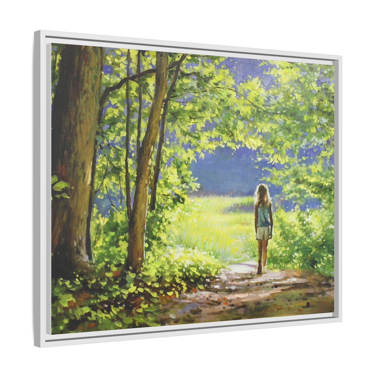 INTO THE LIGHT 11 – A captivating artwork featuring a luminous scene that evokes a sense of depth, movement, and serenity, framed in premium pinewood for timeless décor.