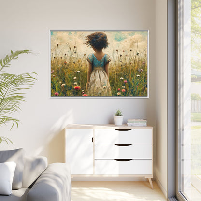 Young Girl In Flowers Wall Art - Graceful Portrait of Girl Surrounded by Flowers for Home Décor