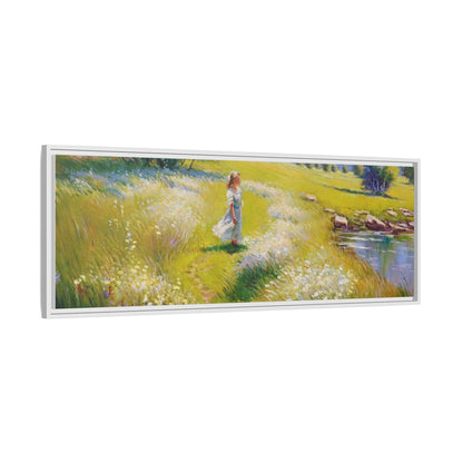 Young Girl By Lake Wall Art - Serene Portrait of a Girl by a Tranquil Lake for Home Décor