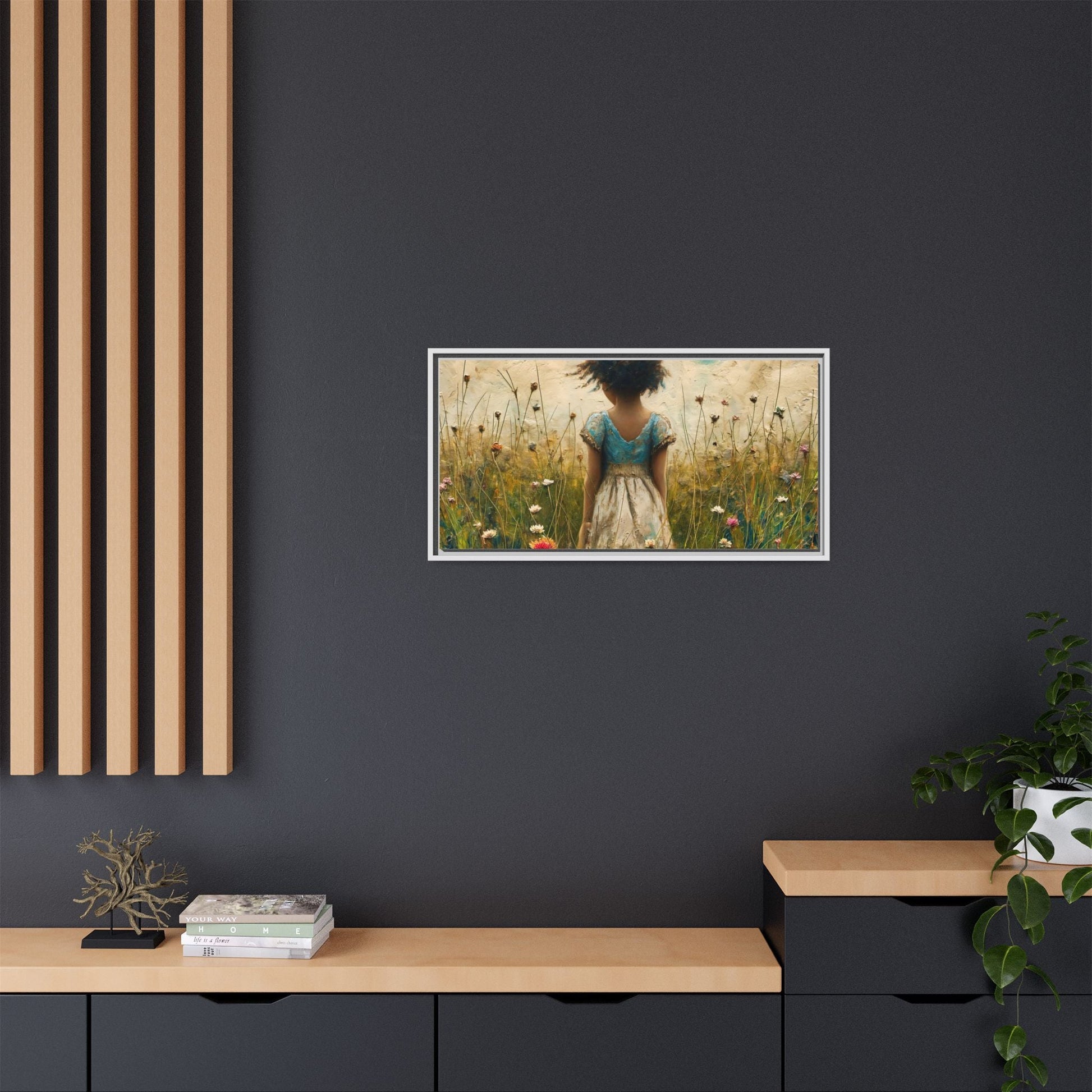 Young Girl In Flowers Wall Art - Graceful Portrait of Girl Surrounded by Flowers for Home Décor