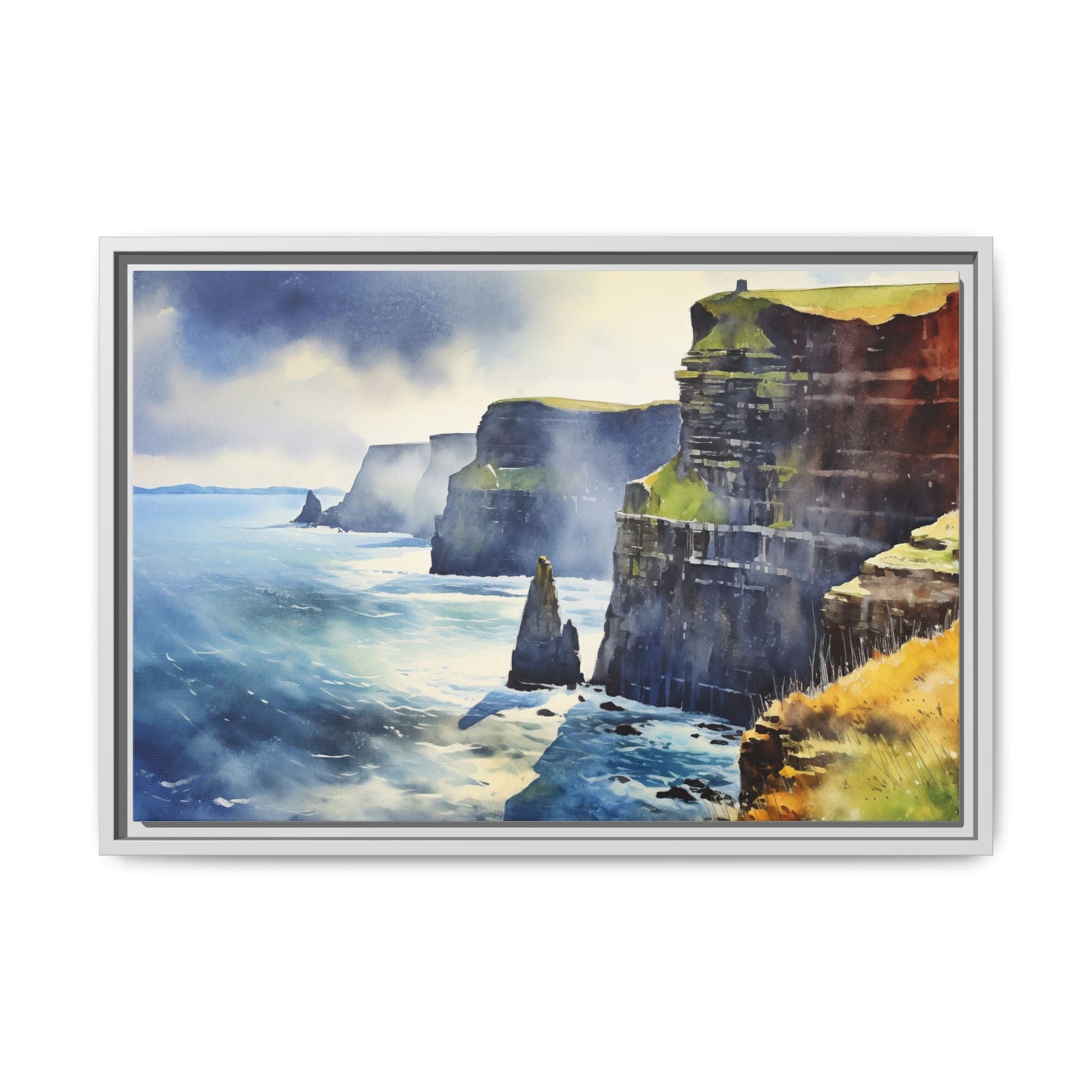 Watercolour of Cliffs of Moher – Beautiful Coastal Landscape Canvas Print